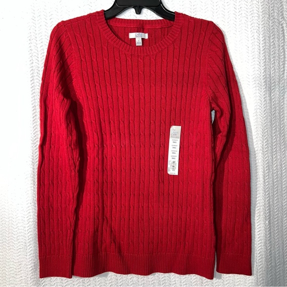 croft & barrow Sweaters - croft & barrow / red ribbed long sleeve crew neck sweater size small